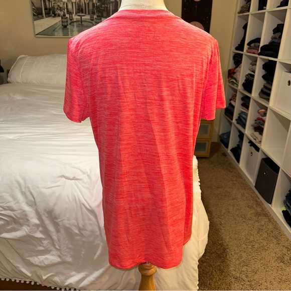 Pro Player | V Neck Short Sleeved Workout Gym Tee Heathered Coral Neon - Picture 3 of 10